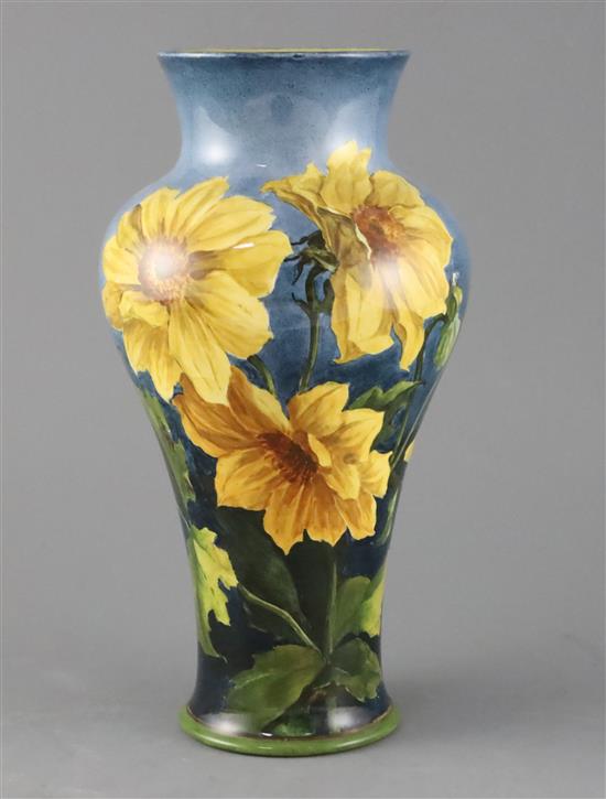 A Doulton Lambeth faience baluster vase, c. 1895, by Katharine B Smallfield, 28.3cm